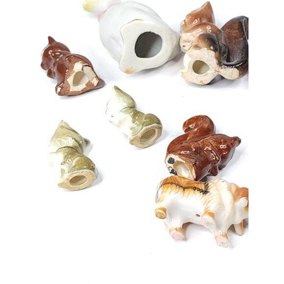 Vintage Lot of 9 Miniature Small Kittens Cats Squirrels Duck‎ Vase Ceramic Bone - Picture 5 of 6